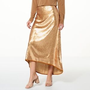 NWT C Wonder by Christian Siriano Flared Hi-Low Sequined Skirt Size Small